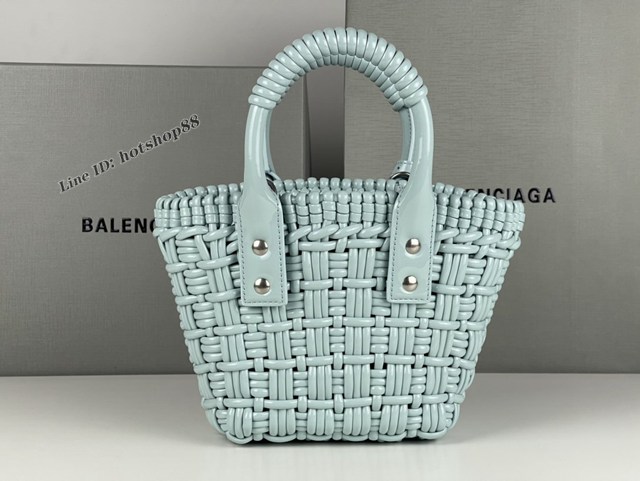 Balenciaga專櫃爆款漆面人造皮革編織敞口托特包 巴黎世家小號Bistro菜籃子包 款號：080808 fyj1275